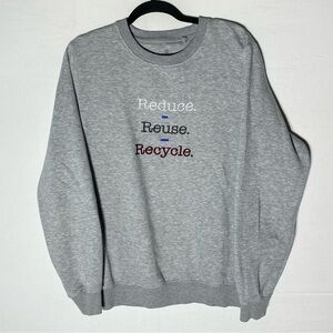 Threadcare Grey Reduce Reuse Recycle Embroidered Crew Neck Sweatshirt L
